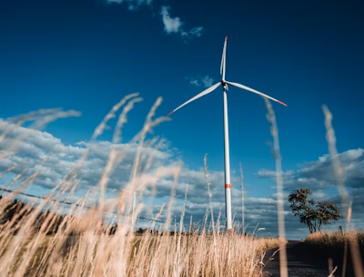 a wind turbine in the middle of a field